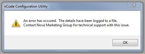 nCode Workbench Error Dialog
